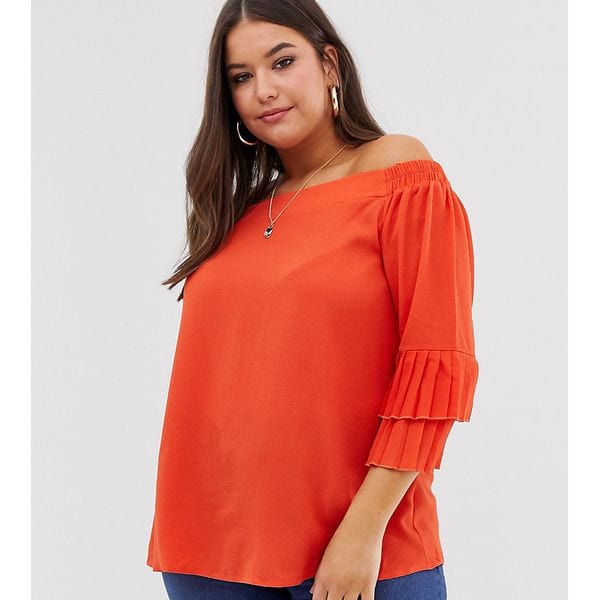 Lovedrobe – Carmenbluse mit mehrlagigen Ärmeln-Orange, ASOS