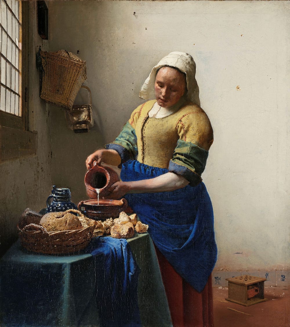 "Dienstmagd mit Milchkrug" von Johannes Vermeer, 1660 (Maße: 45,5 cm x 41 cm), Foto: Rijksmuseum Amsterdam