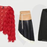 v.l.n.r.: roter Cardigan mit Fransen von H&M, Midirock "Amelia" aus Leder von Stand Studio, Top aus Seide mit Fransen von Givenchy