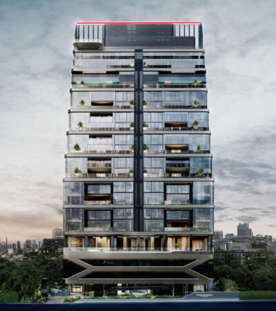 Frontalansicht "Porsche Design Tower Bangkok", Foto: © 2024 Dr. Ing. h.c. F. Porsche AG