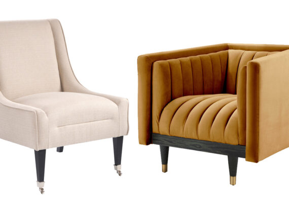 Links: Lauren Lounge Chair Limestone, rechts: Metz Armchair Camel Cutout, Fotos: MY Furniture