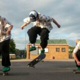 a man jumping on a skateboard