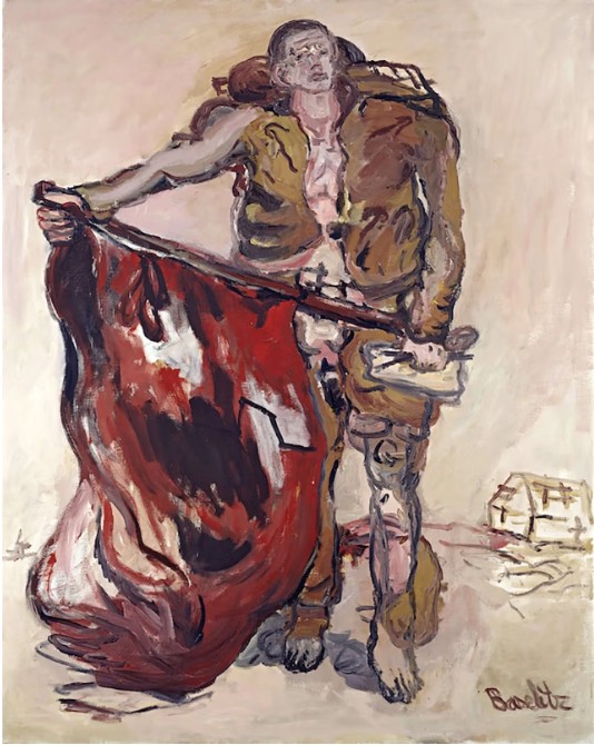 "Mit roter Fahne" von Georg Baselitz, verkauft durch Sotheby's, Foto: Sotheby's